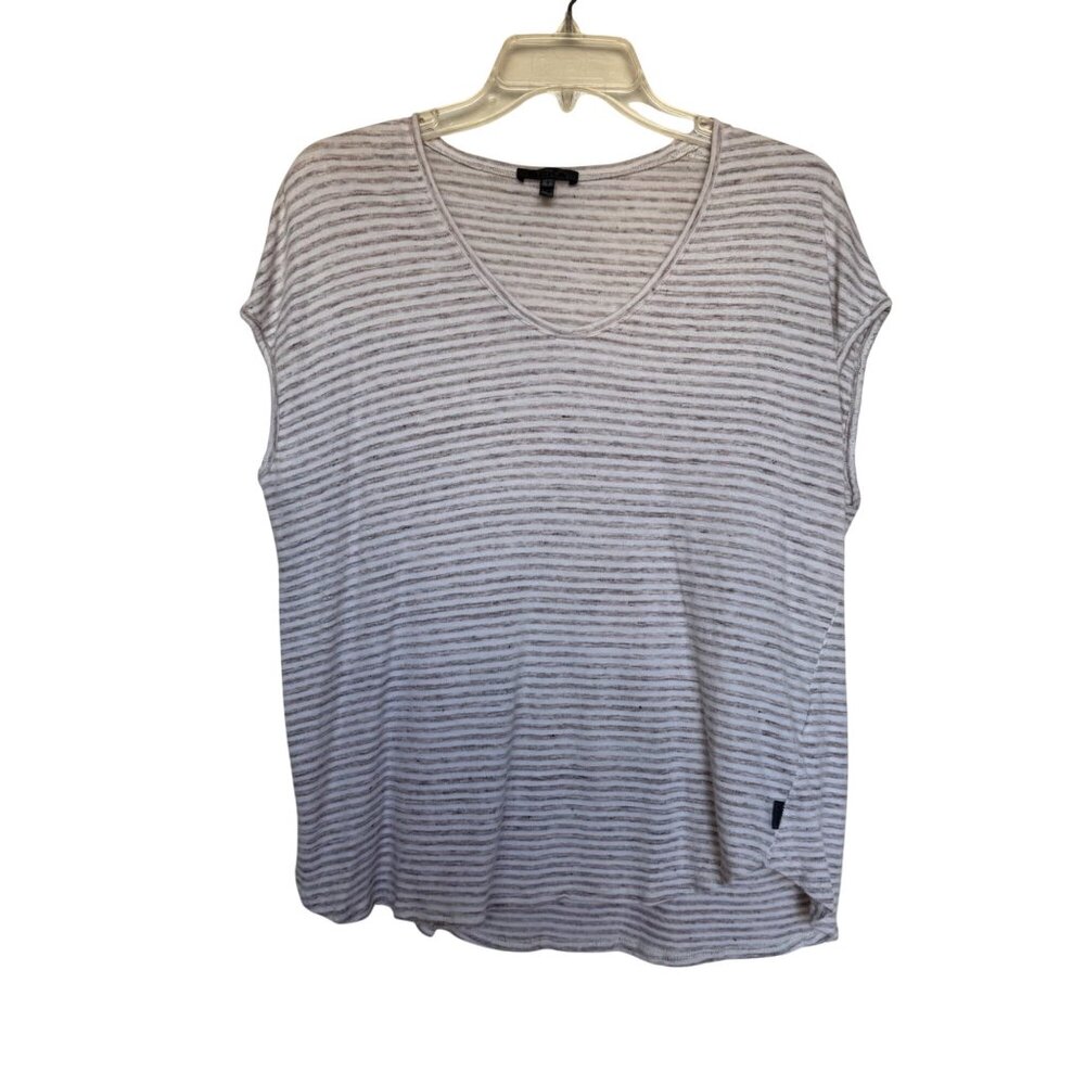 Oska Womens Striped Linen-Cotton Blend Sleeveless Top V-Neck Size 1 Beige - Picture 1 of 9